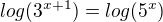 $log(3^{x+1})=log(5^x)$