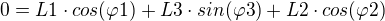 $0=L1\cdot cos(\varphi 1)+L3\cdot sin(\varphi 3)+L2\cdot cos(\varphi 2) $