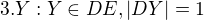 $3.Y:Y\in DE,|DY|=1$