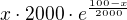 kopírovat do textarea $x \cdot 2000 \cdot e^{{{100-x}\over{2000}}}$