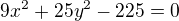 $9x^2+25y^2-225=0$