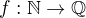 $f:\mathbb{N}\to\mathbb{Q}$