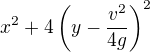 $x^2+4\left(y-\frac{v^2}{4g}\right)^2$