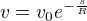 $v=v_0e^{-\frac sR}$