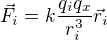 $\vec{F}_i=k\frac{q_iq_x}{r_i^3}\vec{r}_i$