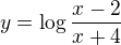 $y = \log\frac{x-2}{x+4}$