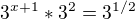 $3^{x+1}*3^{2}=3^{1/2}$