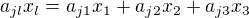 $a_{jl}x_l=a_{j1}x_1+a_{j2}x_2+a_{j3}x_3$