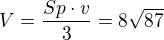 $V=\frac{Sp \cdot v}{3}= 8\sqrt{87}$