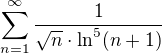 kopírovat do textarea $ \sum_{n=1}^\infty {\frac{1}{\sqrt{n}\cdot\ln^5(n+1)}}$