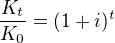 $\frac{K_t}{K_0}=(1+i)^t$