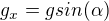 $g_x = g sin(\alpha)$