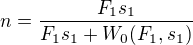 kopírovat do textarea $n = \frac{F_1 s_1}{F_1 s_1 + W_0(F_1,s_1)}$