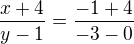 $\frac{x+4}{y-1}=\frac{-1+4}{-3-0}$