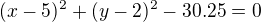 $(x-5)^2+(y-2)^2-30.25=0$