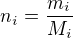 $n_i = \frac{m_i}{M_i}$