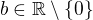 $b\in\mathbb{R}\setminus\{0\}$