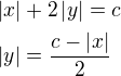 $\left|x\right|+2\left|y\right|=c\nl \left|y\right|=\frac {c-\left|x\right|}{2}$
