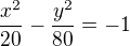 $\frac{x^2}{20}-\frac{y^2}{80}=-1$