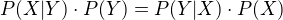 $P(X | Y)\cdot P(Y) = P(Y | X)\cdot P(X)$