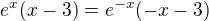 kopírovat do textarea $e^{x}(x-3) = e^{-x}(-x-3)$
