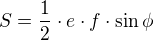 $S=\frac{1}{2} \cdot e \cdot f \cdot \sin \phi$