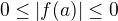 $0 \leq |f(a)| \leq 0$