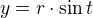$y=r\cdot \sin t$