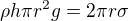 $\rho h \pi r^2 g = 2 \pi r \sigma$