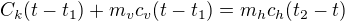 $C_k(t-t_1)+m_vc_v(t-t_1)=m_hc_h(t_2-t)$