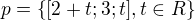 $p = \{[2 + t; 3; t], t \in R \}$