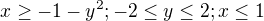 $x\ge -1-y^{2}; -2\le y\le 2;x\le 1$