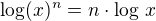 $\log(x)^n=n\cdot\log\,x$