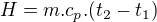 $H=m.c_p.(t_2-t_1)$