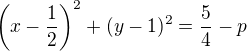 $\left(x - \frac12 \right)^2 + (y - 1)^2 = \frac54 - p$