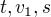 $t, v_{1}, s$