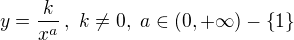 $y = \frac{k}{x^a}\, , \, \, k \ne 0, \,\,a \in ( 0, +\infty)-\{ 1 \} $