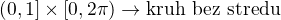 $(0,1] \times [0,2\pi) \rightarrow \text{kruh bez stredu}$