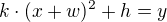 $k\cdot (x+w)^2+h=y$