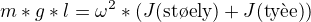 kopírovat do textarea $m*g*l=\omega ^{2}*(J \text{(střely)}+J\text{(tyče)})$