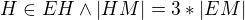 kopírovat do textarea $H\in EH\wedge |HM|=3*|EM|$