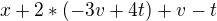 kopírovat do textarea $x+ 2*(-3v + 4t)+v -t$