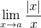 $\lim_{x\to a}\frac{|x|}{x}$