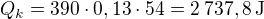 $Q_k = 390\cdot0,13\cdot54 = 2\:737,8\operatorname{J}$