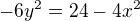 $ -6y^2=24-4x^2$