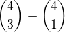 ${4\choose 3}={4\choose 1}$