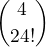 $\frac {4\choose 2}{4!}$