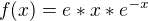 $f(x)=e*x*e^{-x}$