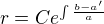 $r=Ce^{\int\frac{b-a'}{a}}$