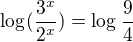 $\log_{}(\frac{3^{x}}{2^{x}}) = \log_{}\frac{9}{4}$
